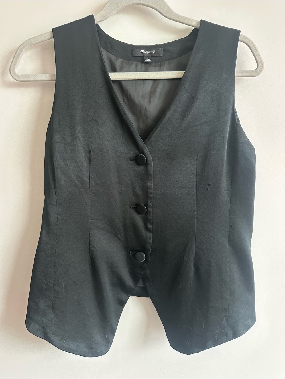 Madewell Black Sleeveless Button-Front Vest